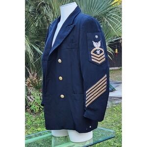 Vtg Navy Jacket Air Force Rank Insignia Stripes Gold Button Military COAT 38 40